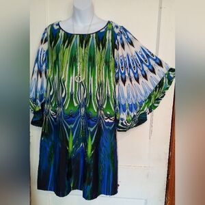 🛍️ BUNDLE ONLY🛍️Boston Proper Green and Blue Patterned Midi Dress